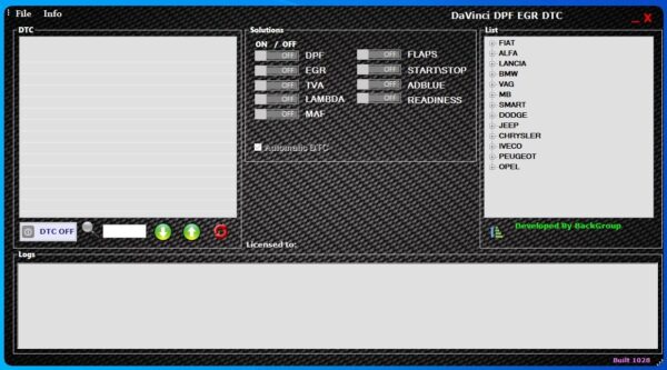 DAVINCI 1.0.28 2022 DPF EGR DTC ADBLUE OFF