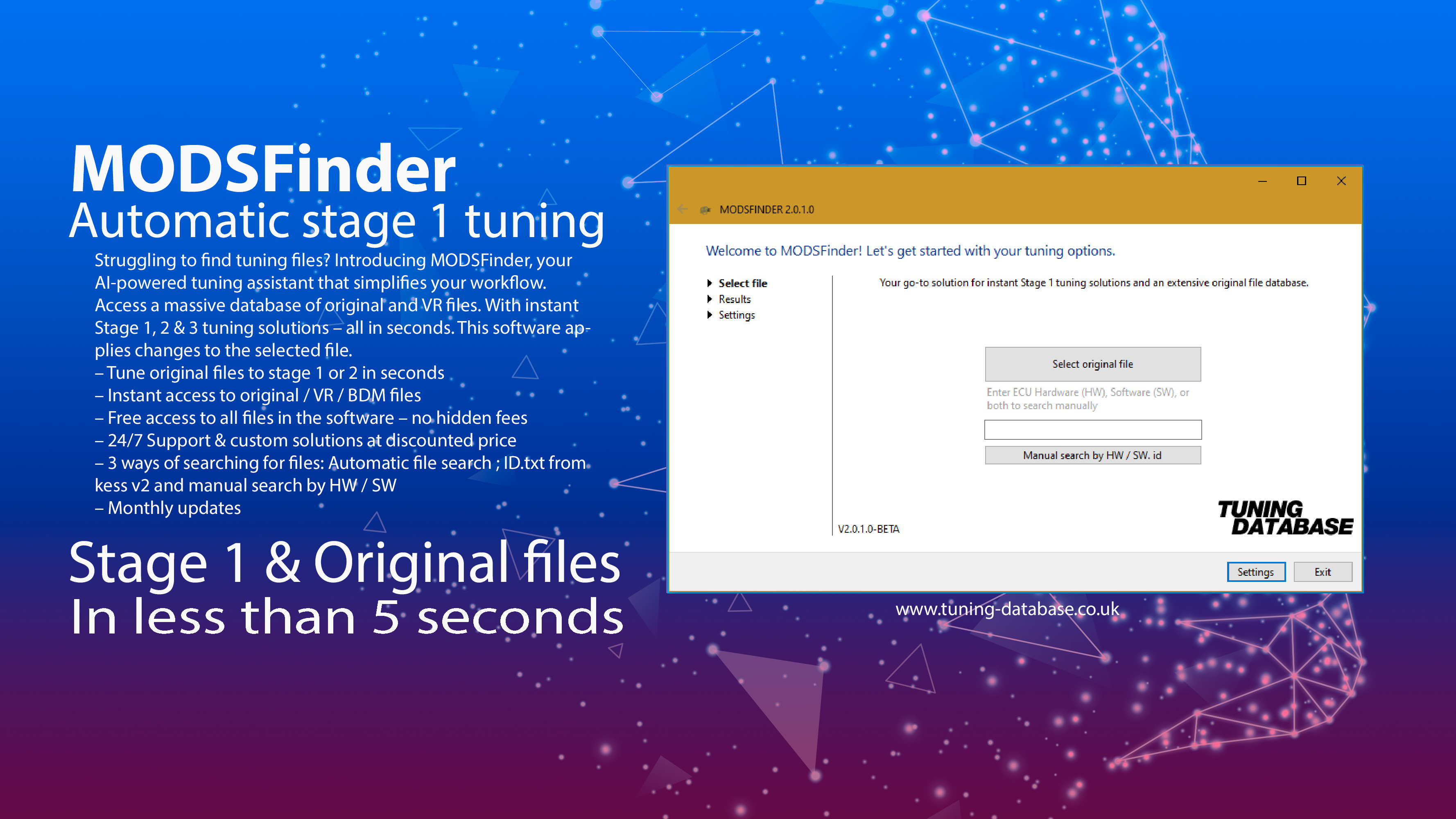 MODSFinder - automatic stage 1 tuning software