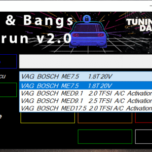 Overrun Pops and Bangs Tool for BOSCH ME7.5, MED9, MED17.5 ECUs